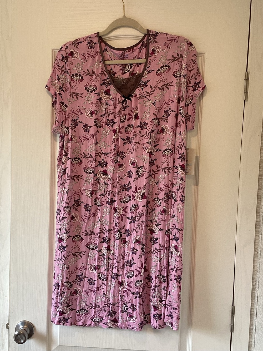 croft & barrow Pink Floral V-Neck Short-Sleeve Midi gown XL BNWT
